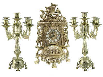 каминные часы из бронзы, купить старинные каминные часы недорого