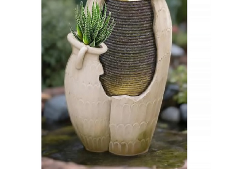 Фонтан для дачи и сада "Каскад" кувшин модерн с подсветкой