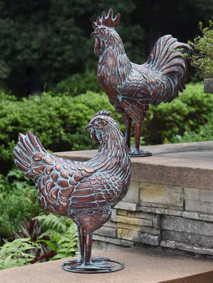Фигуры садовые Петух и Курица (пара)