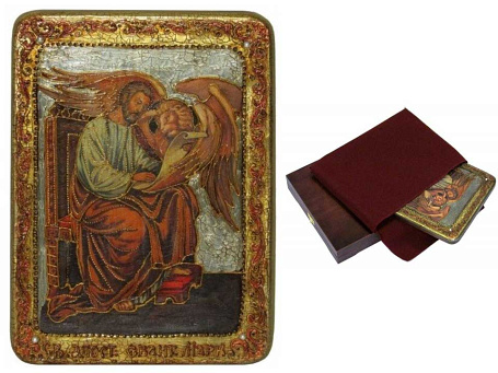 Аналойная икона "Святой апостол и евангелист Марк" на мореном дубе