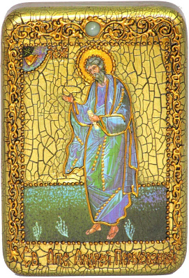 Настольная икона "Святой апостол Андрей Первозванный" на мореном дубе
