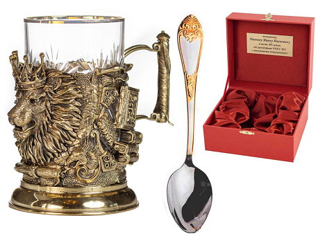 Подстаканник "Мудрый руководитель" с ложкой в футляре