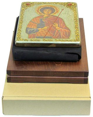 Аналойная икона "Святой Великомученик Георгий Победоносец" на мореном дубе