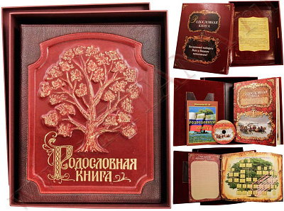 Родословная книга в кожаной обложке с росписью