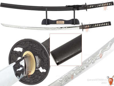 Катана, самурайский меч "Куройшиме" на подставке