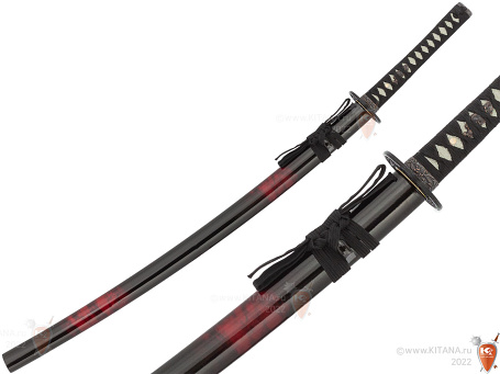 Катана, самурайский меч "Красный Мрамор" на подставке