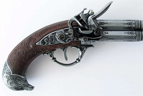 Пистолет 3-ствольный, flintlock pistol