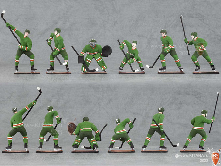 Набор хоккеистов 6шт. в шкатулке (зеленая форма)