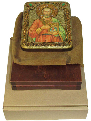 Подарочная икона "Святой мученик Евгений Севастийский" на мореном дубе