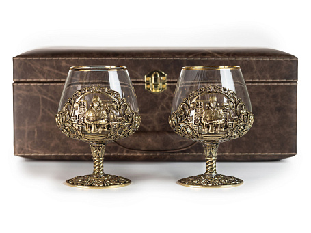 Бокалы для коньяка "Нефтяник" 2шт. в кейсе