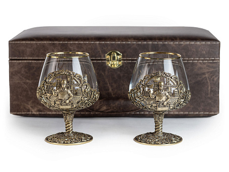 Бокалы для коньяка "Строитель" 2шт. в кейсе