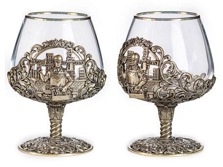 Бокалы для коньяка "Строитель" 2шт. в кейсе